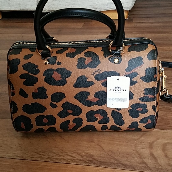 Coach Rowan Satchel Crossbody Leopard Print - Picture 3 of 8